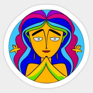 Vibrant 70s Style Planet Earth Spirit Mother Gaia (MD23ERD008b) Sticker